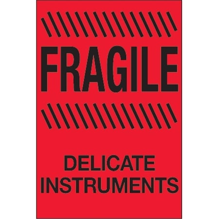 Bondad 4 x 6 in. - Fragile - Delicate Instruments Fluorescent Red Labels - Roll of 500 BO3344842